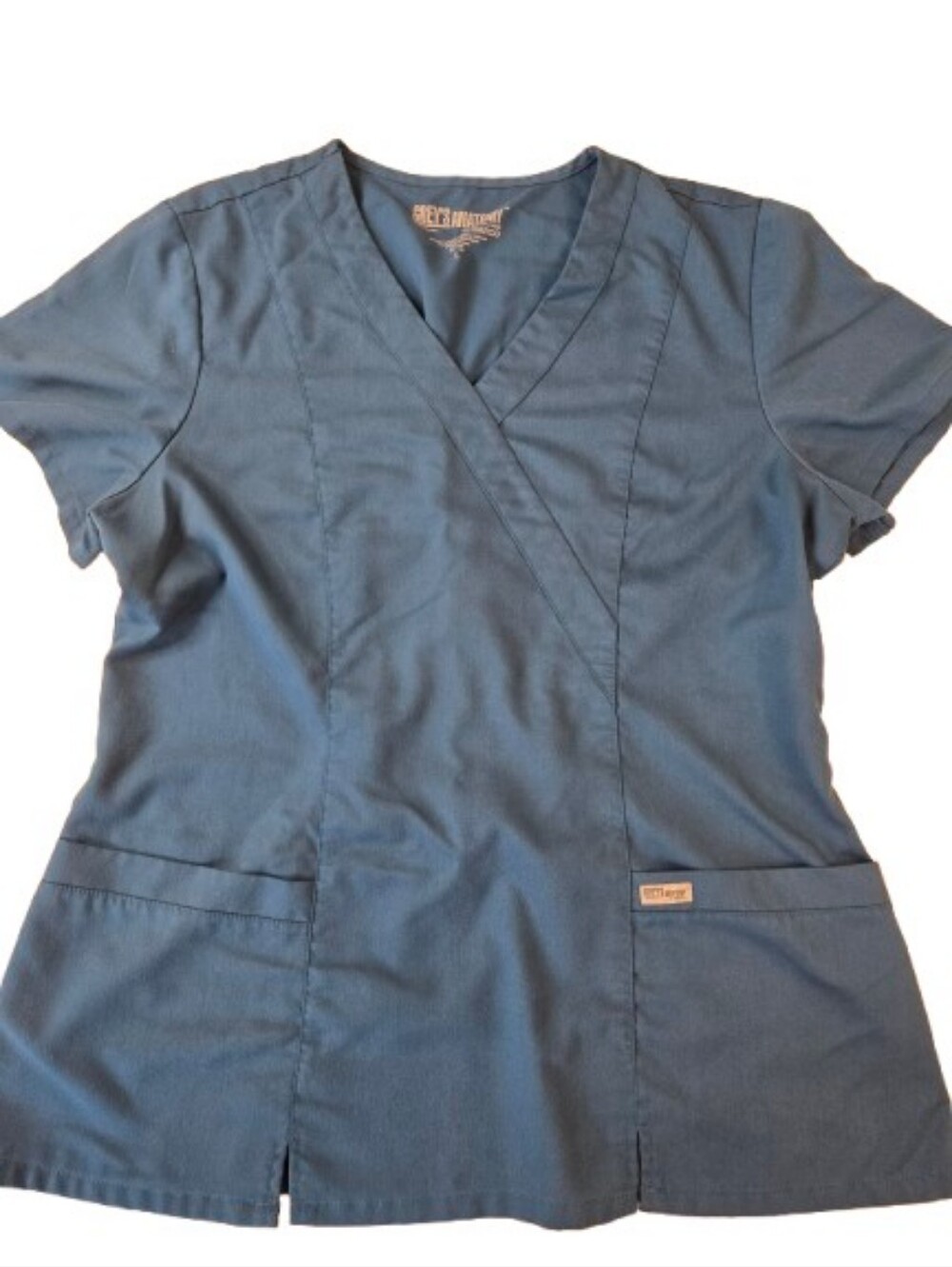Grey's Anatomy Teal V-Neck Crossover Design Scrub Top Large
